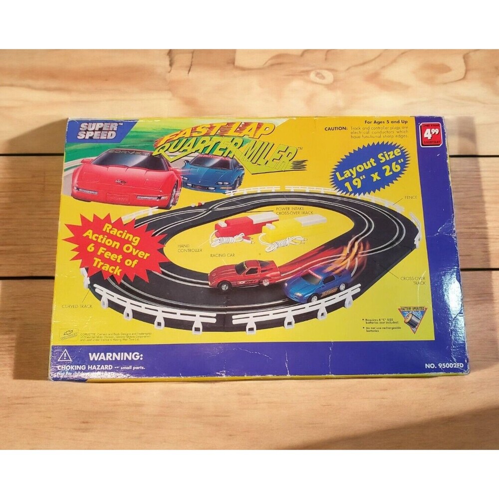 Vtg Super Speed Fast Lap Quarter Miler Toy Racetrack Complete Slot Car Untested